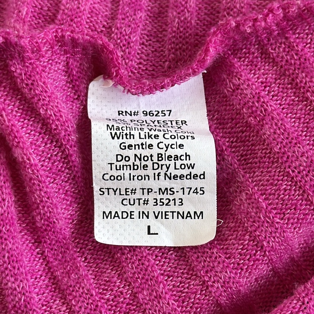 Parallel Skies hot pink / fuchsia long sleeve ribbed sweater top, size L - Picture 6 of 6